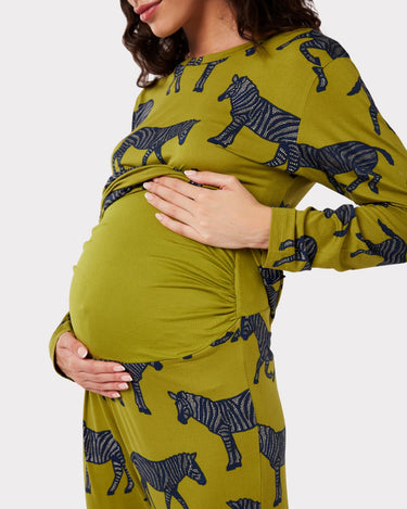 Maternity Green Zebra Print